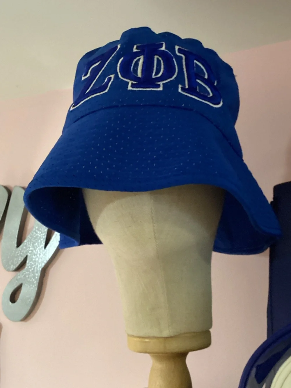 Royal Blue Embroidered Greek Letter Bucket Hat for Kids